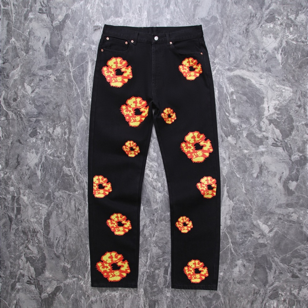 Black Jeans with Orange Pattern